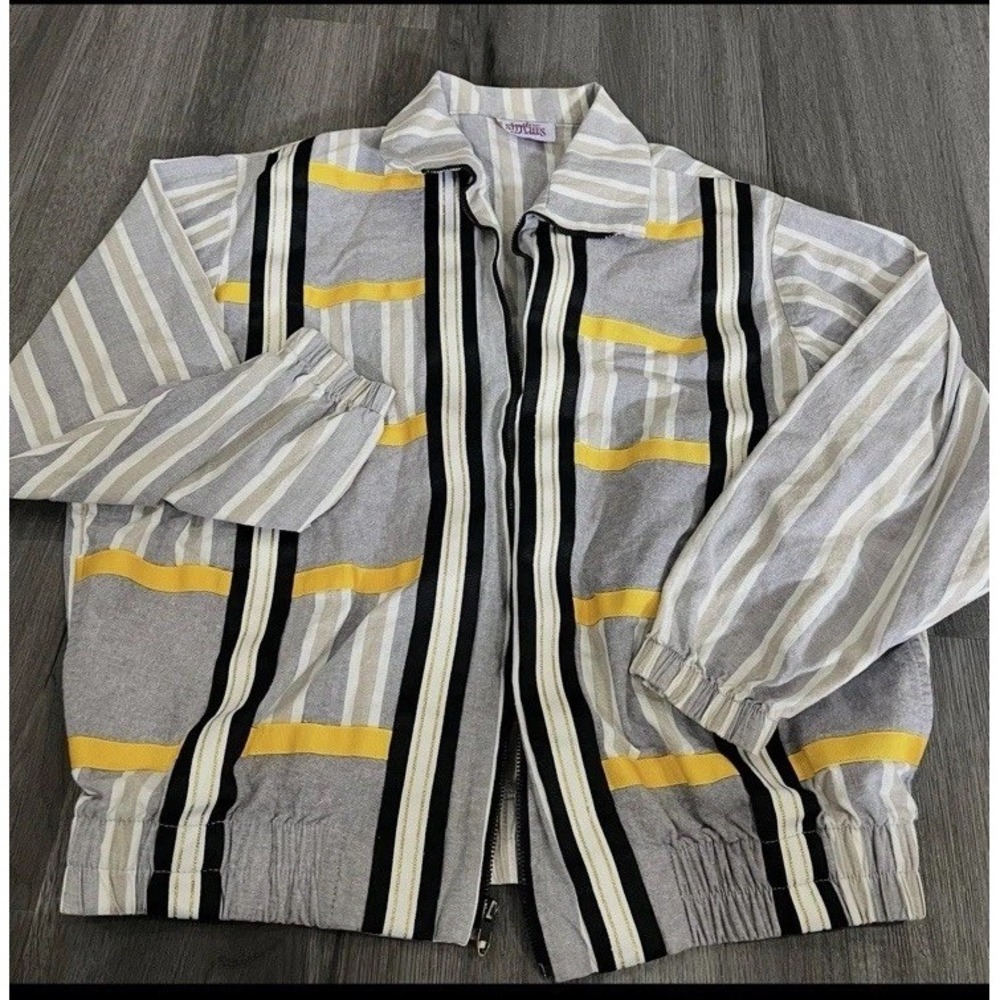 VTG Southern Stitches~?MEDIUM?~Ribbon Embossed Jacket Granny Core USA EUC